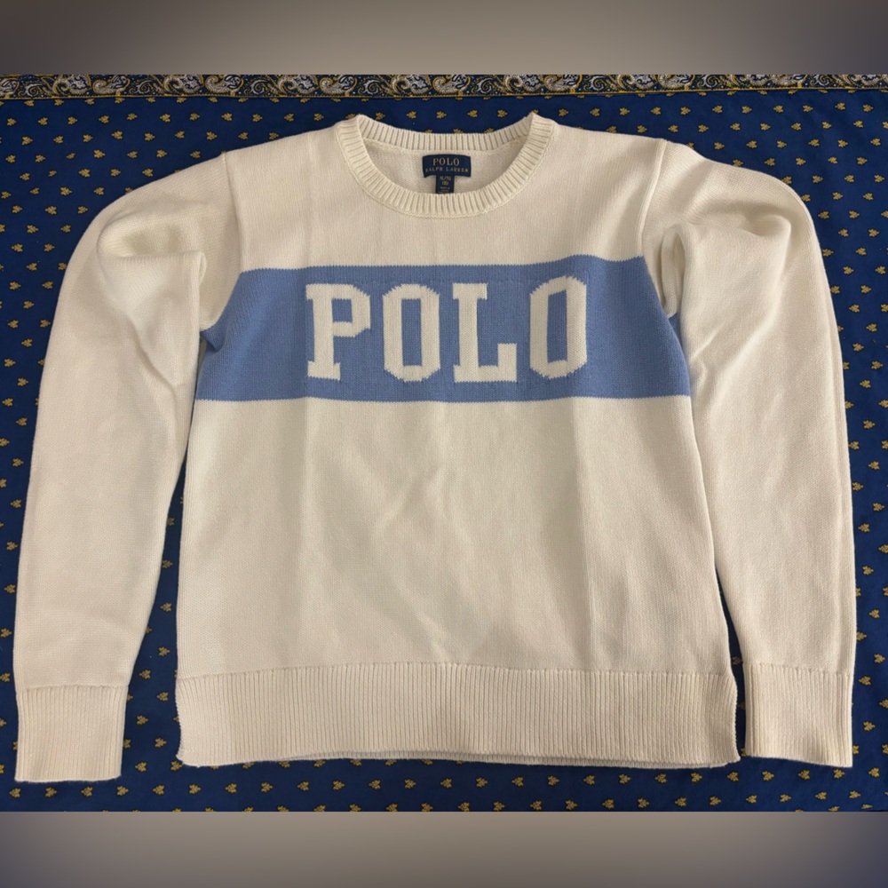 Polo by Ralph Lauren Cream and Blue Knit